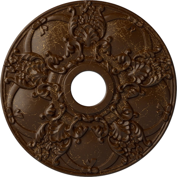 Ekena Millwork Norwich Ceiling Medallion (Canopies up to 4 1/2"), 18"OD x 3 1/2"ID x 1 3/8"P, Root Beer Crackle CM18NORBC - main